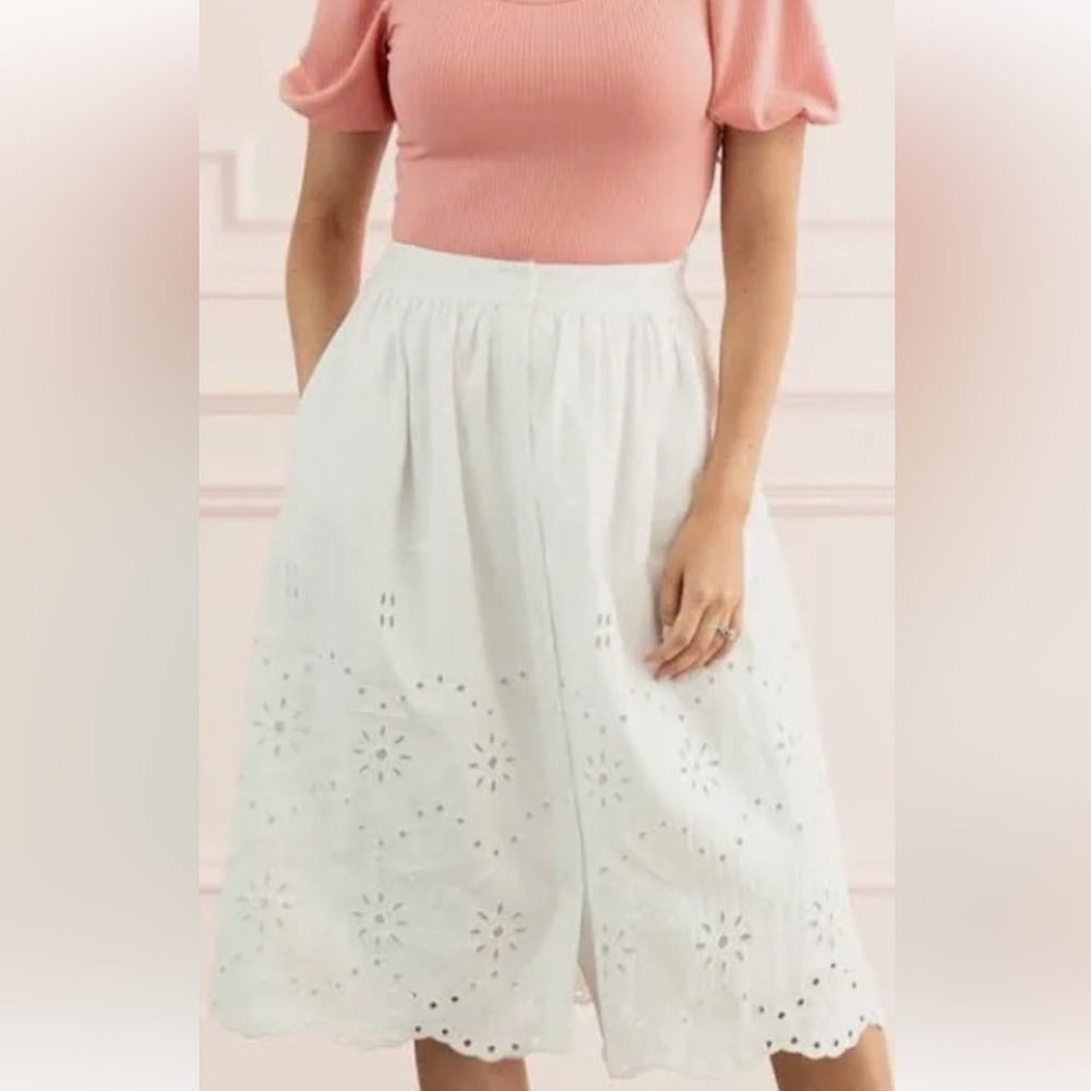 Elegant White Eyelet Skirt Rachel Parcel